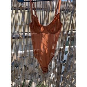 Rust-colored Mesh Bodysuit